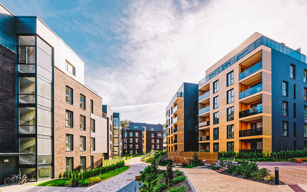 EU Modern european complex of apartment buildings. And outdoor facilities.